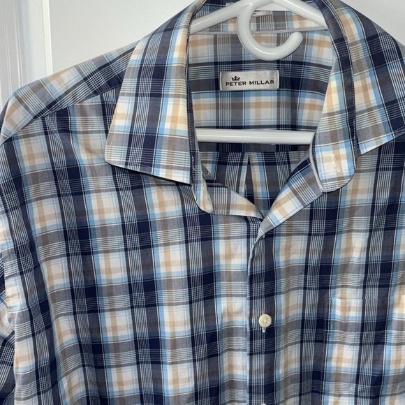 Peter Millar Cotton Men’s Plaid Button Down Shirt - Picture 2 of 4